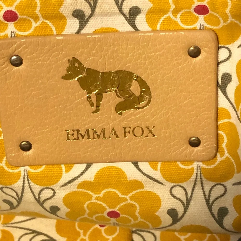 Emma Fox Large Tan/Black Leather Gold accent Purse